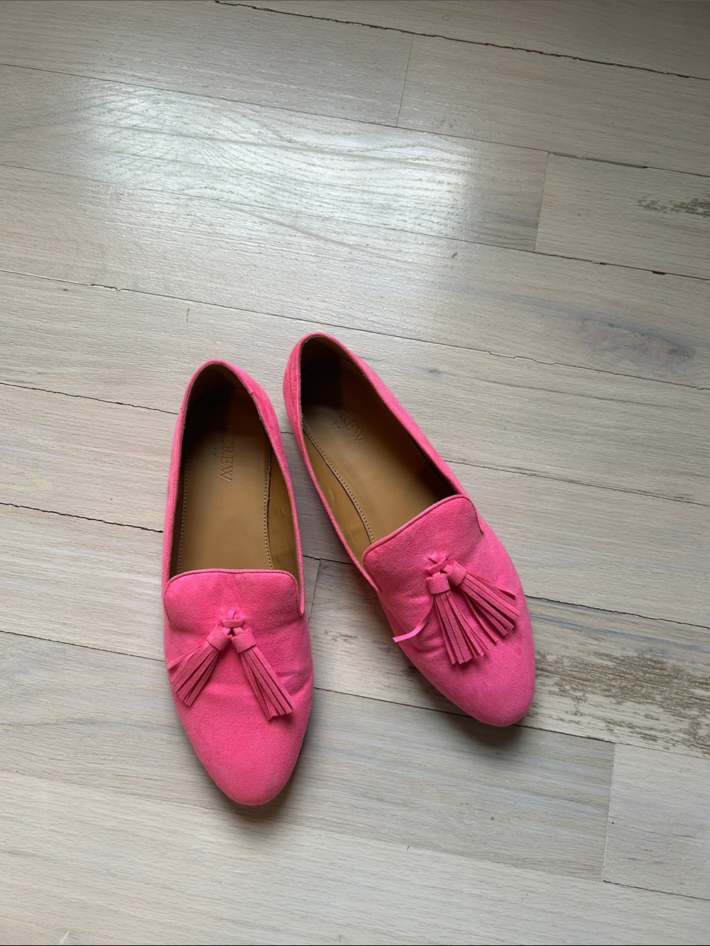 J. Crew Bright Pink Suede Tassel Loafers